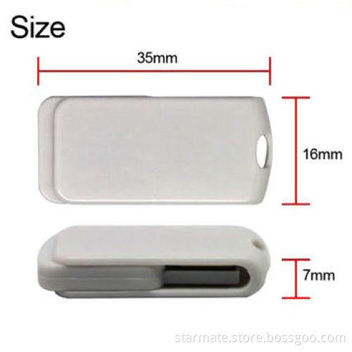 Mini Swivel USB Flash Drive with 64MB Capacity, Silkscreen, Full Color Printing